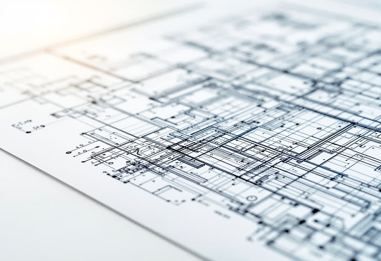 Close-up of architectural blueprint plans
