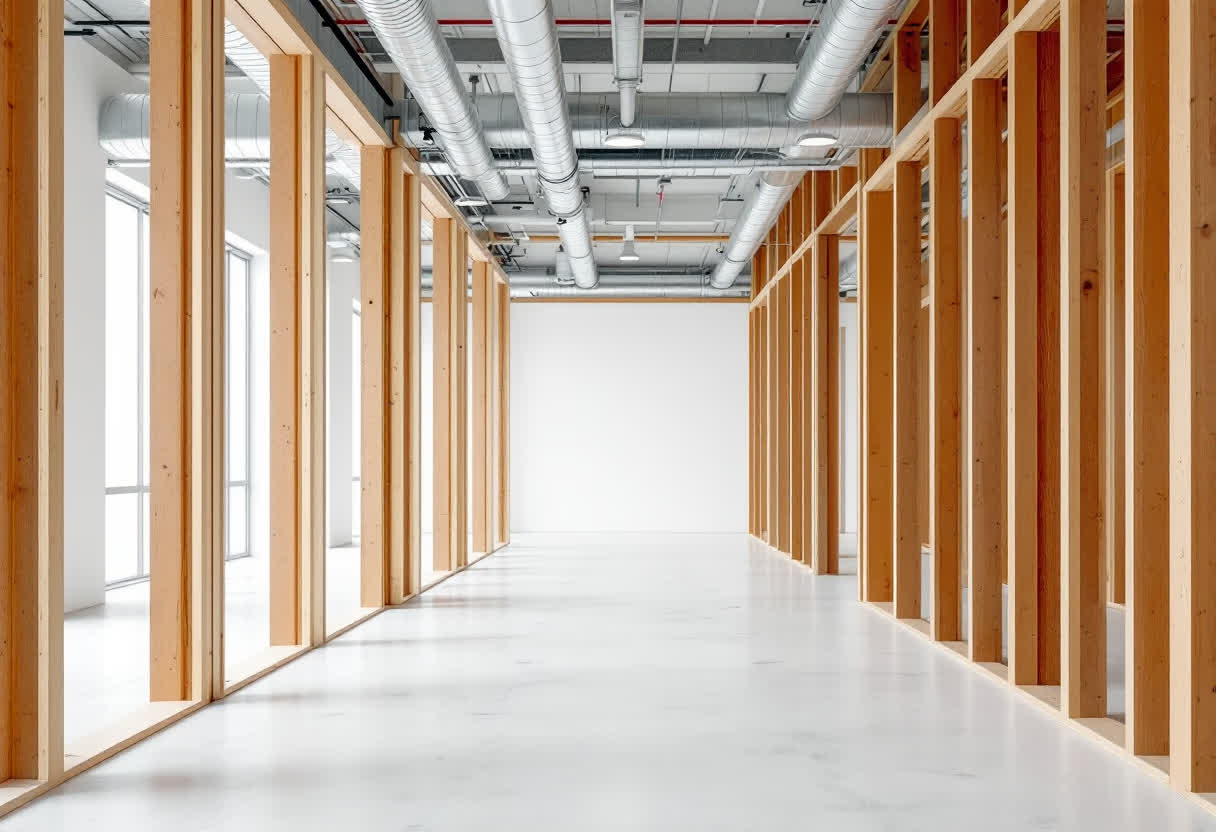 HVAC ducting inside a building under construction