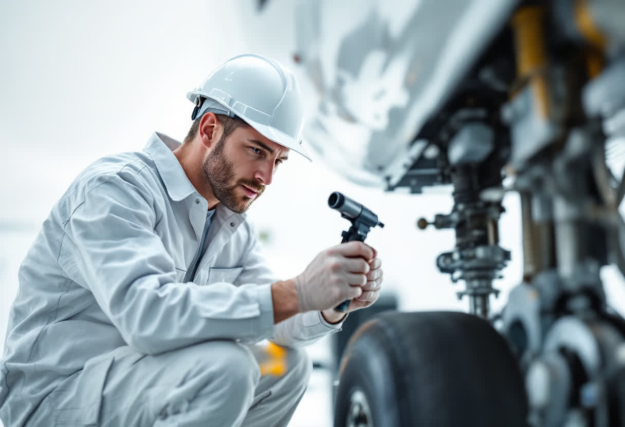 Technician inspecting equipment